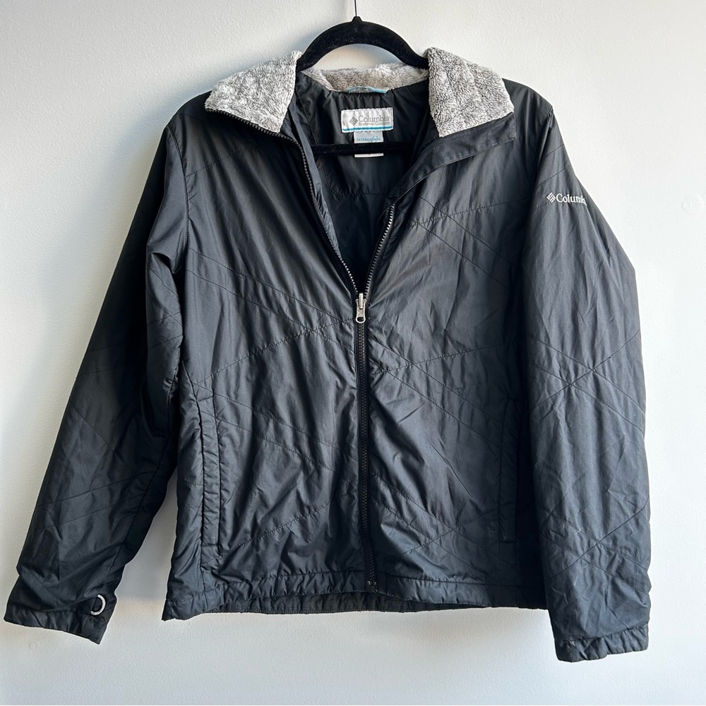Columbia Black Zip Up Quilted Jacket Women’s Small Outdoor Hiking Spring Fall